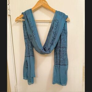 World Market Blue Bohemian Patterned Scarf And Shawl, 75 x 36”  EUC
